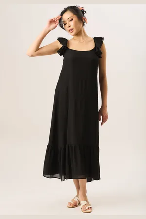 Gini London Maxi-jurk met korte mouwen en ruches