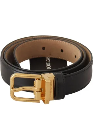 Dolce & Gabbana Prachtige Lederen Riem Met Gesp In De Taille Met Goudkleurig Metalen Logo