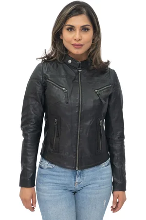 Infinity Casual slim-fit leren bikerjack voor dames, Tulsa