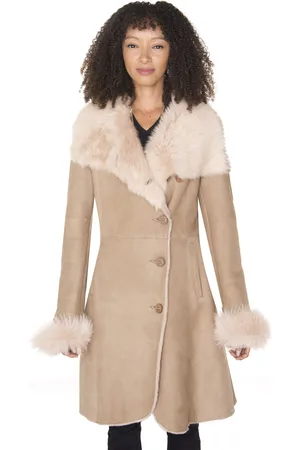 Infinity Dames suède merino shearling jas met Toscana kraag-Hanoi