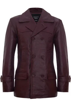 Infinity Cow Hide Dr Who Naval German Pea Coat leren jas