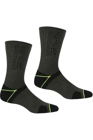 Regatta Heren Blaarbescherming II Sokken (pak van 2) (Zwarte/Elektrische Kalk)