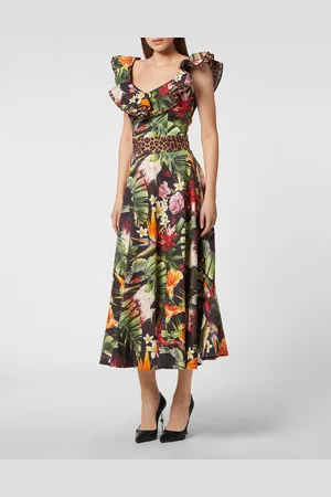 Philipp Plein Lange Jurk Flowers