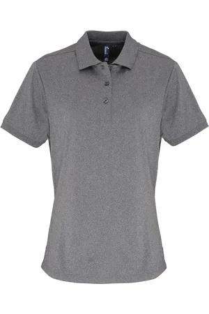 Premier Dames/dames Coolchecker korte mouw Pique Polo T-Shirt (Grijze Melange)