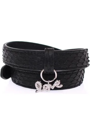 Nialaya Zilveren Slangenleer Cz Love Bracelet