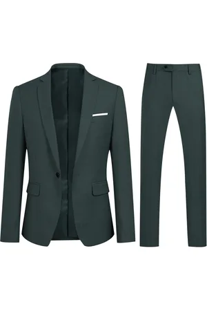 Allthemen Donkergroen 2-delig slim-fit minimalistisch pak