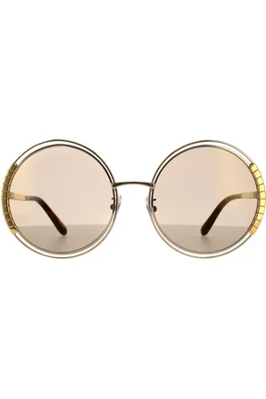 Chopard Zonnebril SCHC79 8ffg glanzende grijs goud bruin gouden spiegel