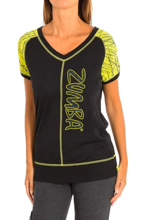 Zumba Fitness Dames sport T-shirt met korte mouwen en V-hals Z1T00469