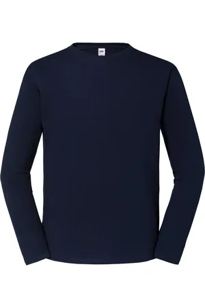Fruit Of The Loom Heren Iconic Premium T-shirt met lange mouwen (Deep Navy)