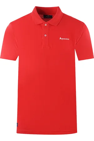 Aquascutum Brand Logo Plain Red Polo Shirt
