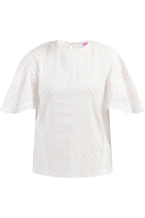 myMo Blouse met kant Dames roze oranje stippen