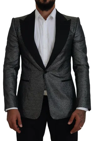 Dolce & Gabbana Zilveren Jacquard Slim Fit Jasje
