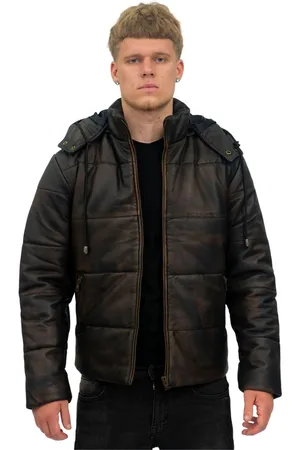 Infinity Heren puffer leren bomberjack-Augsburg