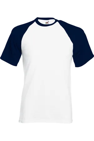Fruit Of The Loom Heren baseballshirt met korte mouwen (Wit/Donker Marine)