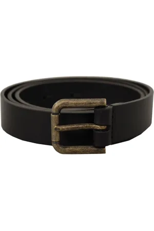 Dolce & Gabbana Prachtige Lederen Riem Met Logo Messing Metalen Gesp
