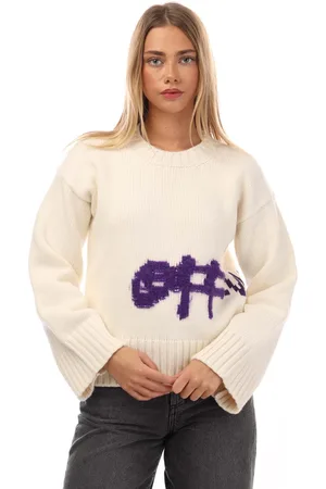 OFF-WHITE Off White Logo Intarsia Crewneck Sweater voor dames in paars