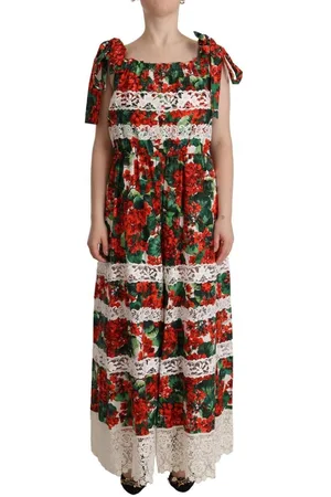 Dolce & Gabbana Lange Maxi-jurk Met Geraniumprint