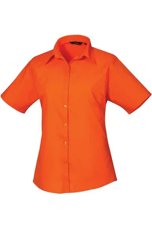 Premier Dames/Dames Popeline Blouse met Korte Mouwen