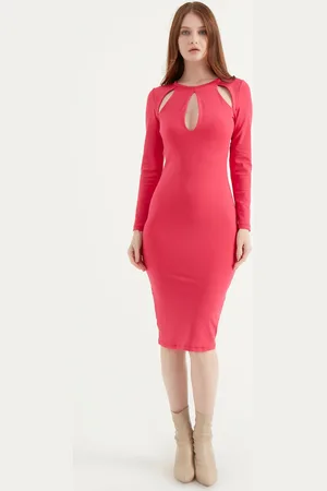 HERITA Midi -jurk met lange mouwen