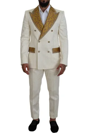 Dolce & Gabbana Goud Gestreept Smoking Slim Fit Pak