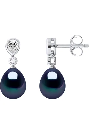Diadema Drop Oorbellen Sieraden Zoet Water Beads 78mm Black Pears 925