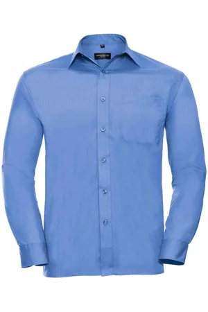 Russell Athletic Russell Collection Heren Poplin Easy-Care Formeel Overhemd (Bedrijfsblauw)