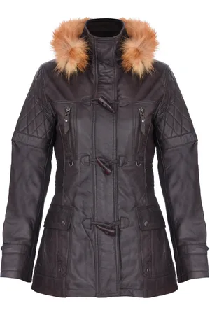 Infinity Dames gewatteerde leren parka met capuchon-Northampton