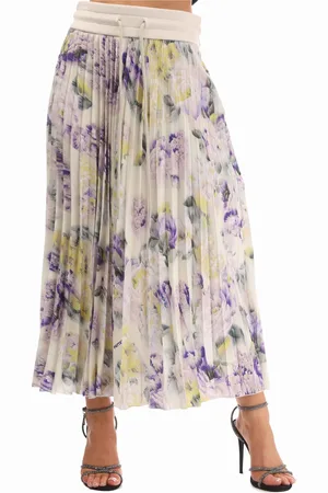 OFF-WHITE Damesrok Off White Chine Satin Plisse in