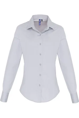 Premier Dames/dames Stretch Fit Poplin Blouse met lange mouwen