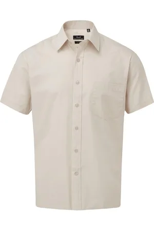 Premier Herenshirt met korte mouwen Popeline (Natuurlijk)
