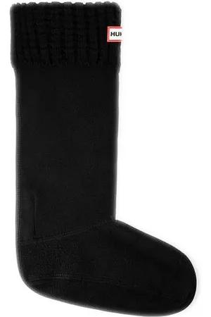 Hunter Original Waffle Cuff Tall Zwarte Laarzensokken