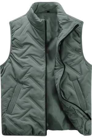 Allthemen Heren casual opstaande kraag effen kleur mouwloos polyester vest