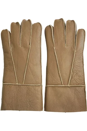 Infinity Unisex bruine schapenvacht leren handschoenen met oprolbare/neerwaartse manchetten
