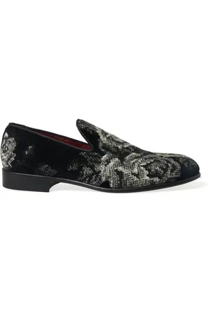 Dolce & Gabbana Gebloemde Fluwelen Loafers Met Leren Zool