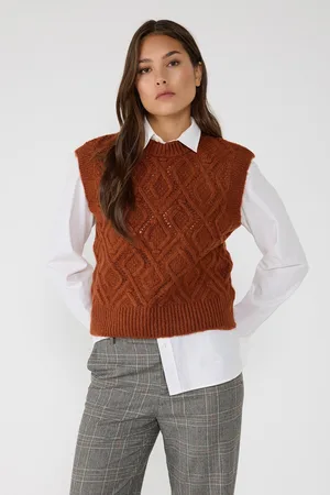 No Matter What Apparel Geometrische Mouwloze Gebreide Trui