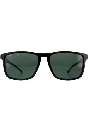 HUGO BOSS Square Mens Dark Havana Green Zonnebril