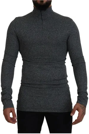 Dolce & Gabbana Donkergrijze Nylon Coltrui Met Rolkraag