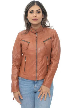 Infinity Casual slim-fit leren bikerjack voor dames, Tulsa