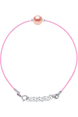 Diadema LOVE armband LINK zoetwaterparels Ronde 9-10 mm Link Pink Nylon 925