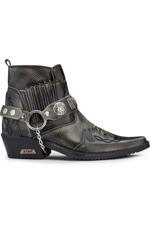 Infinity Heren olijfkleurige slangenleer Winklepicker cowboy lederen enkellaarzen