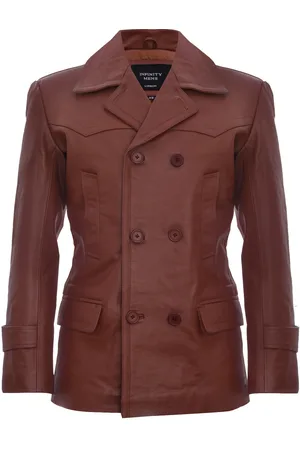 Infinity Cow Hide Dr Who Naval German Pea Coat leren jas