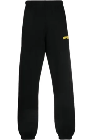 OFF-WHITE Gebroken witte Crystal Wiz slanke zwarte joggingbroek met manchetten