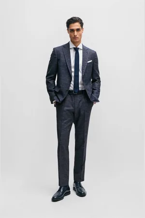 HUGO BOSS Heren H-Genius Slim-Fit broek in donkerblauw