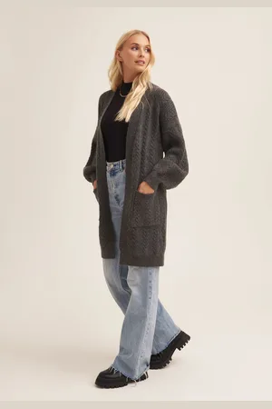 Gini London Kabelgebreid vest met rand tot rand