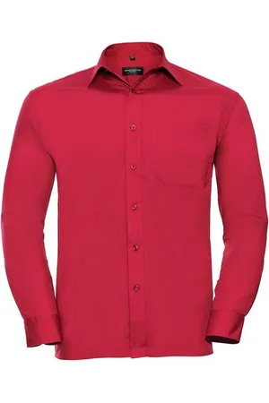 Russell Athletic Russell Collection Heren Poplin Easy-Care overhemd met lange mouwen (Klassiek )