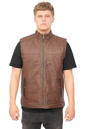 Infinity Omkeerbaar zwart en lederen gilet-Preston voor heren