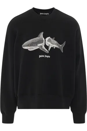 Palm Angels Split Shark Logo Black Sweatshirt