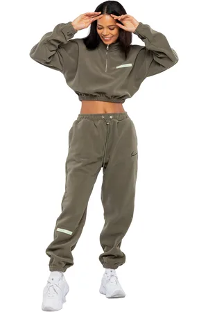 Tom Barron Dames Casual Cropped Fleece Stijlvol Oversized Trainingspak