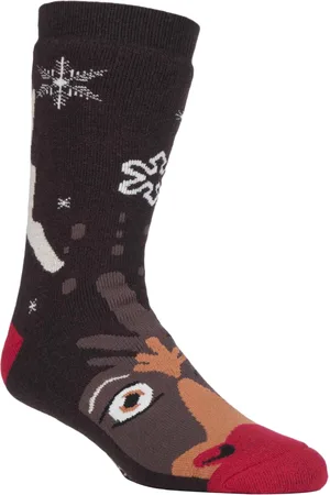 Heat Holders Dames kerst antislip thermo pantoffelsokken - Rudolph
