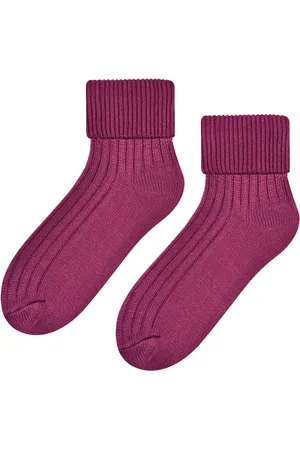 Steven Dames 1 Paar Luxe Wol Bed Sokken | Zachte Warme Lounge Slaapsokken - Magenta